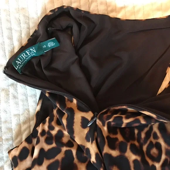 Ralph Lauren Leopard Print Keyhole Midi Dress - Picture 2 of 8